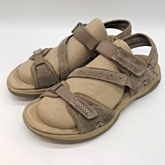 Earth Spirit Gelron Cushion Sandals Women's 8.5 Tan Suede Adjustable Strap Shoe - Picture 3 of 11